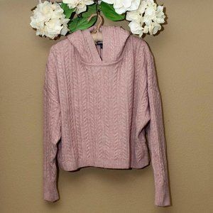 NWT Express Cable Knit Hooded Sweater in Blushing Mauve size M